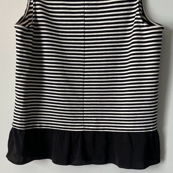 J Crew Women’s Black White Striped Ruffle Hem Tank Top Size M - Picture 2 of 7